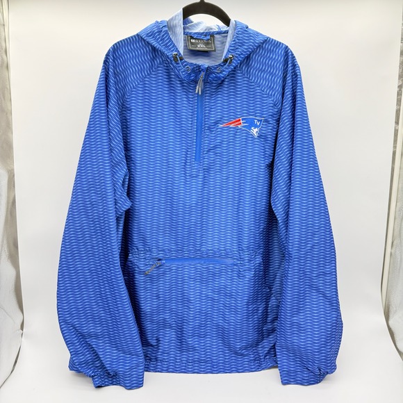Holloway Other - Holloway New England Patriots Windbreaker Mens 2XL Blue QuarterZip Hooded Jacket